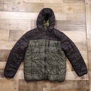 Eddie Bauer Deer Harbor‎ Reversible Hooded Jacket Boys' Large Green Black Camo